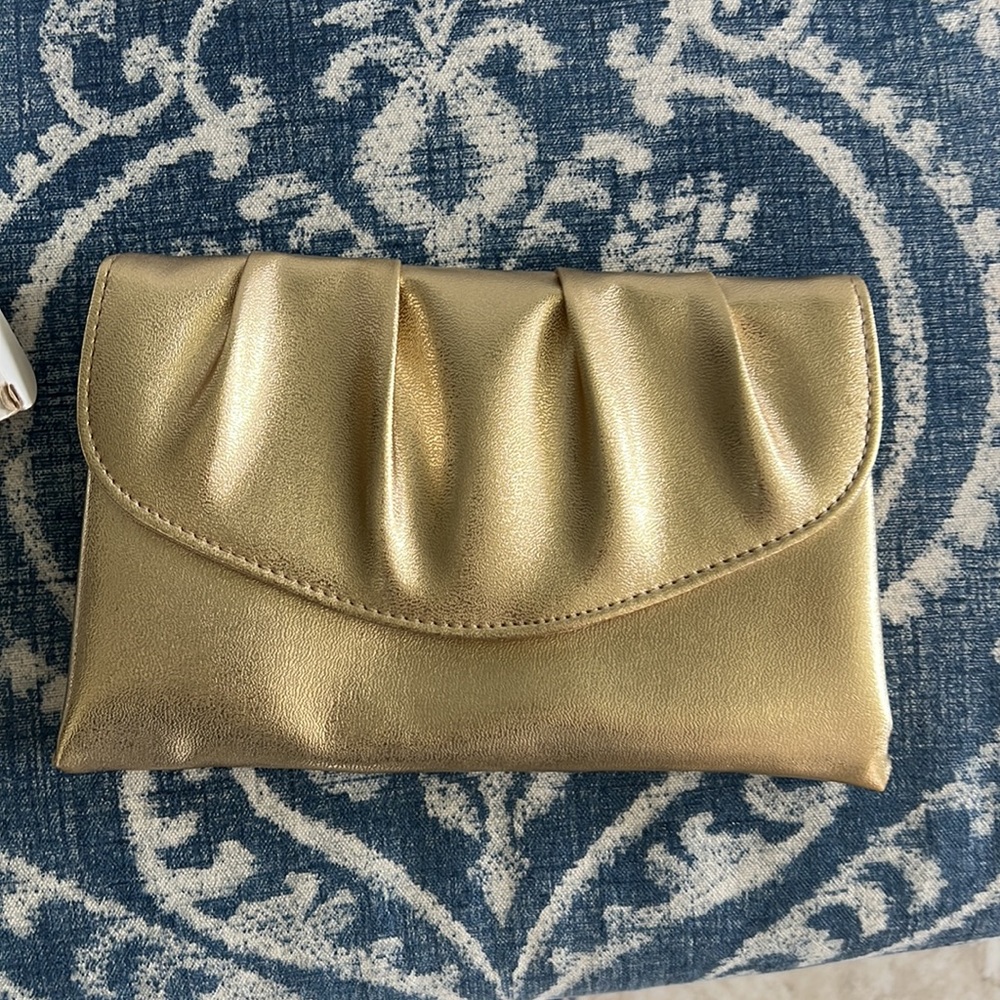 Vintage Avon 1978 Polished Gold Metallic Evening Bag Clutch Purse